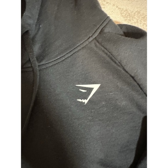 Gymshark Cropped Hoodie Sweatshirt Women Black Athletic Workout Size Large - Picture 8 of 13